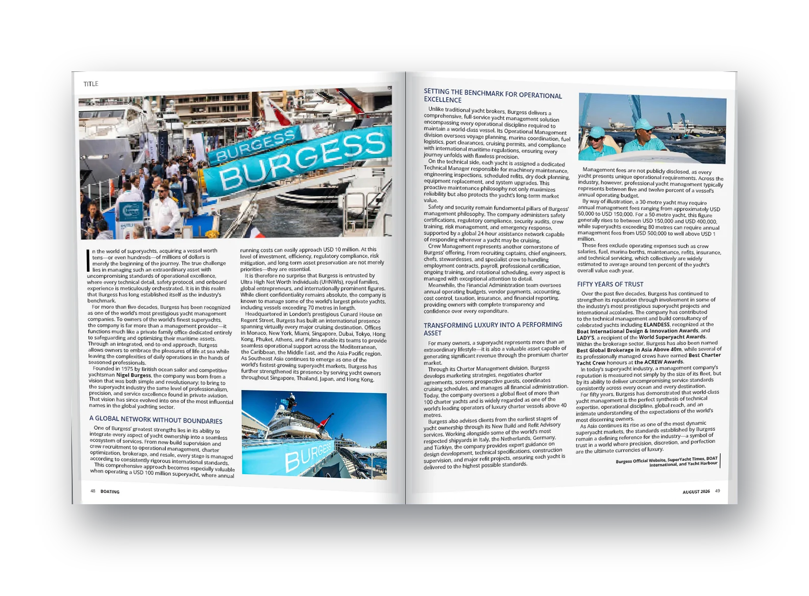 Boating Indonesia magazine spread about Burgess
