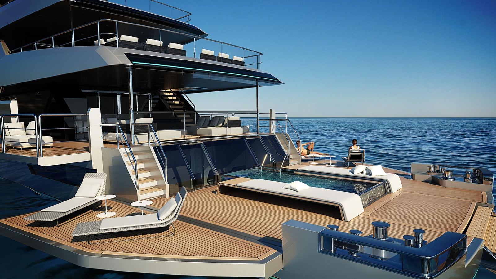 Riva 54 Metri, stern lounge and swimming pool